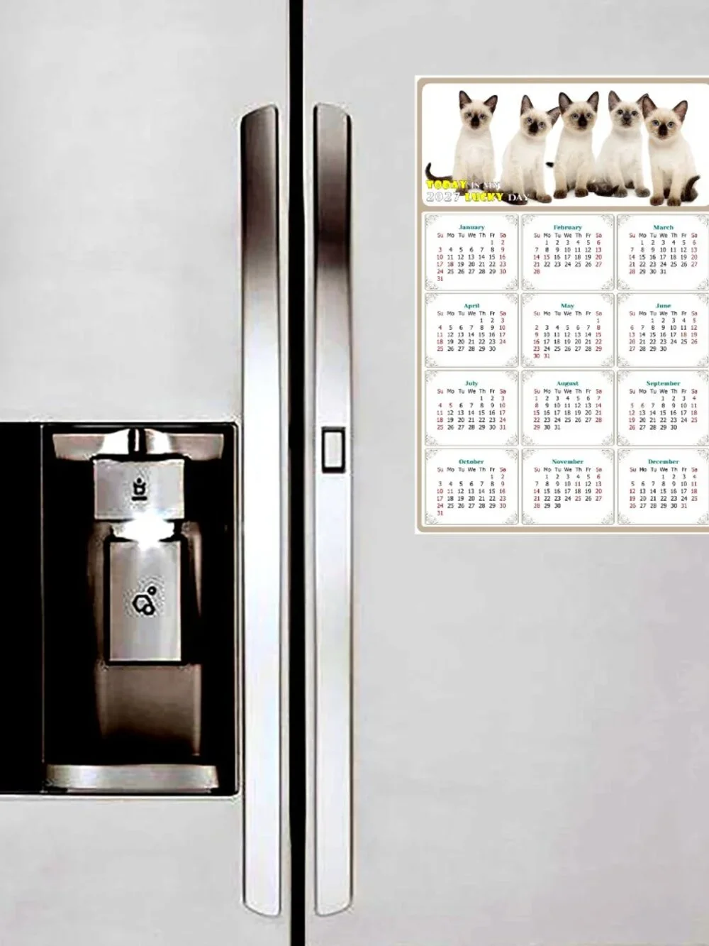 2027 Magnetic Calendar - Today is my Lucky Day - Cat Themed 020 (7 x 10.5)